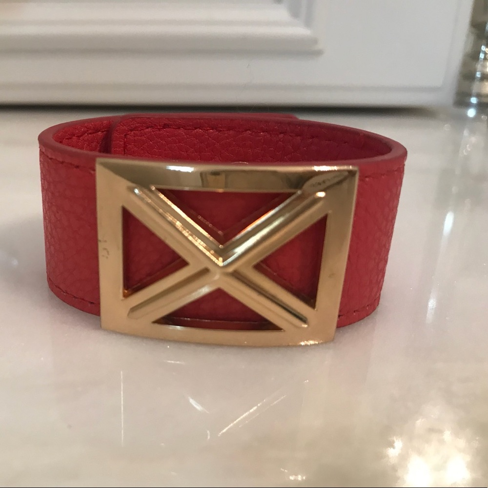 BCBG leather bracelet with gold accent